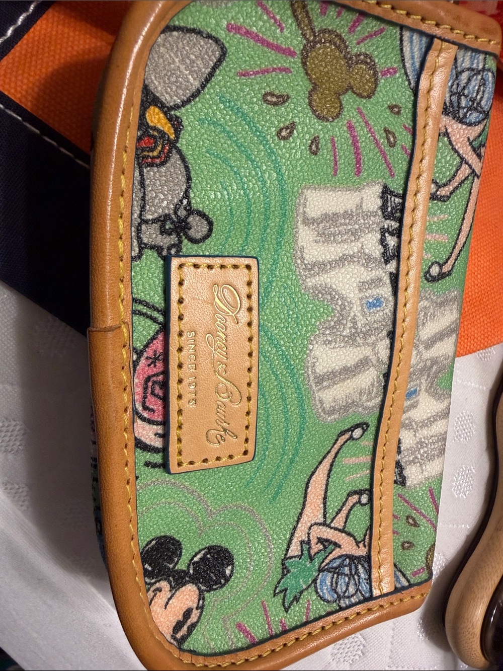 Dooney & Bourke Green Disney Printed Crossbody with Tan Trim - Picture 2 of 3